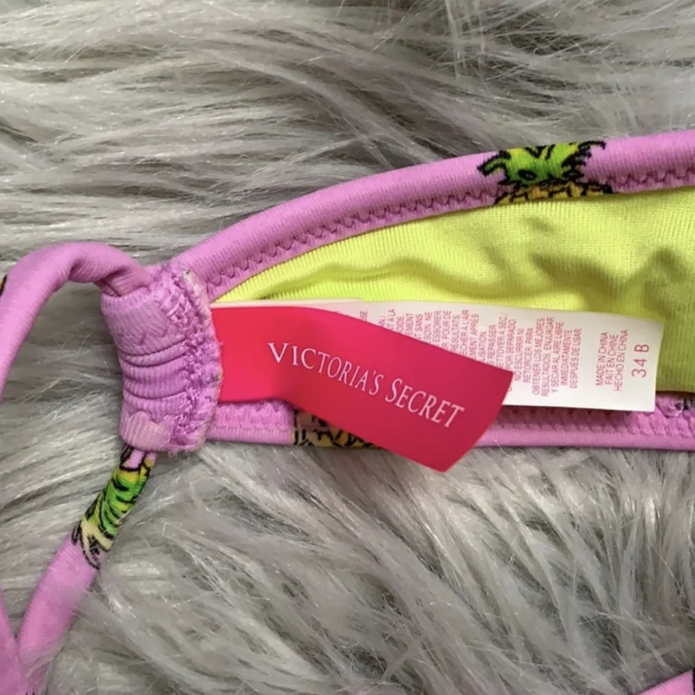 Victoria Secret Push Up Bikini Top Purple Pineapple Flower 34B